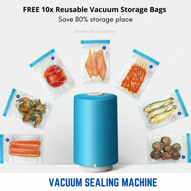 USB Automatic Mini Compression Air Pump Portable Sealer + 10 Reusable Vacuum Bag