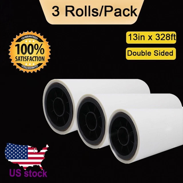 3 rolls DTF Transfer Film Pet Film Roll 13in x 328ft Double Sided Hot Peel