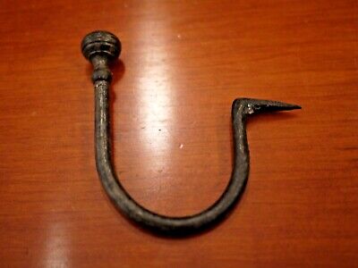 Antique French wrought iron Coat Hat Hook Hanger, hand made, 4" tall overall