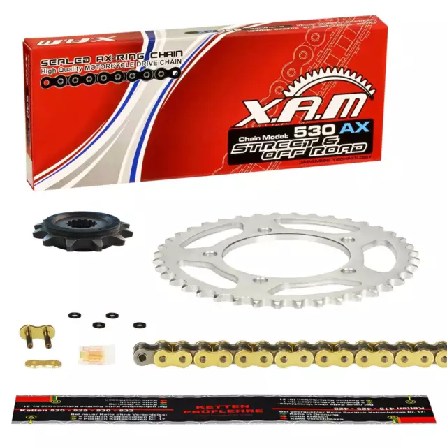 Kettensatz Honda CBX 750 F (RC17) 84-87, XAM EXTRA verstärkt, gold, gummiert