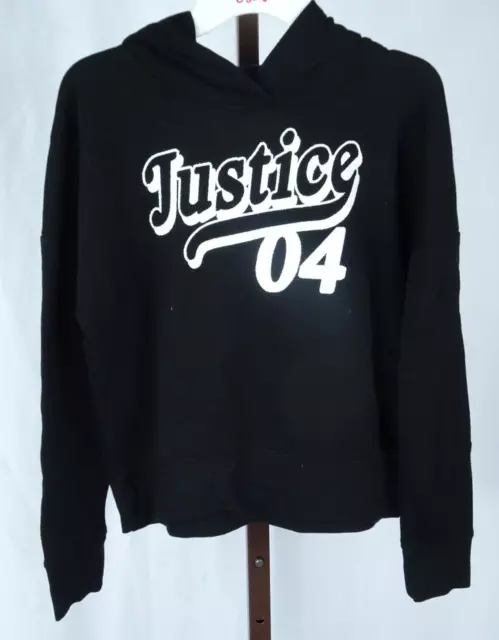 Girls Justice Glitter Graphic Black Long Sleeve Pullover Hoodie Size S 7-8 NEW