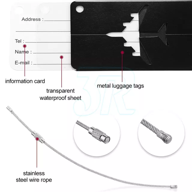 Travel Aluminium Plane Luggage Tags Suitcase Label Name Address ID Baggage Tag 3