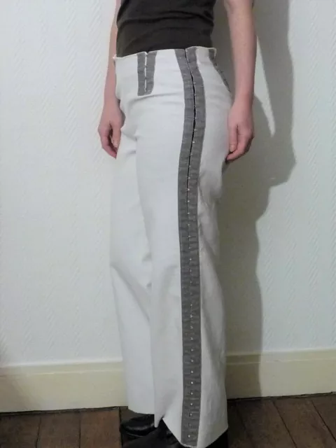 🌼 Pantalon/ Pantacourt en 100% Ramie Blanc Gris- Taille XS- Biche De Bère 3