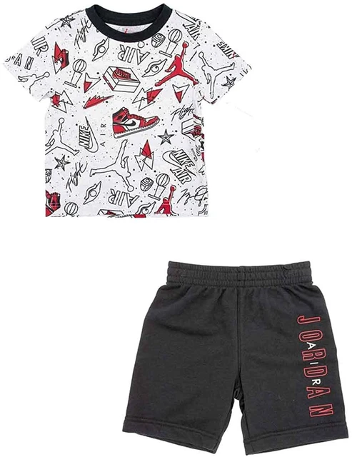 Jordan Completo t-Shirt e Bermuda Nike Bambino Bimbo Black 65A398 12M74cm