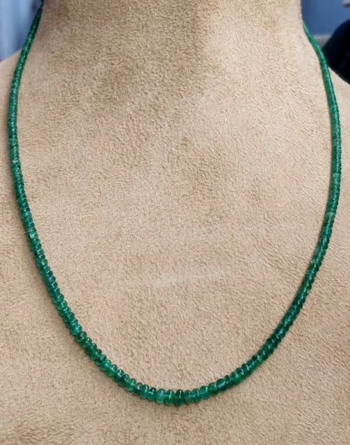 Natürlich Sambianischer Smaragd Halskette 3 MM Perlen Fein Edelsteine 16 "