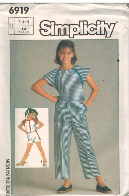 6919 Uncut Vintage Simplicity Cartamodello Ragazze Top Pullover Pantaloni