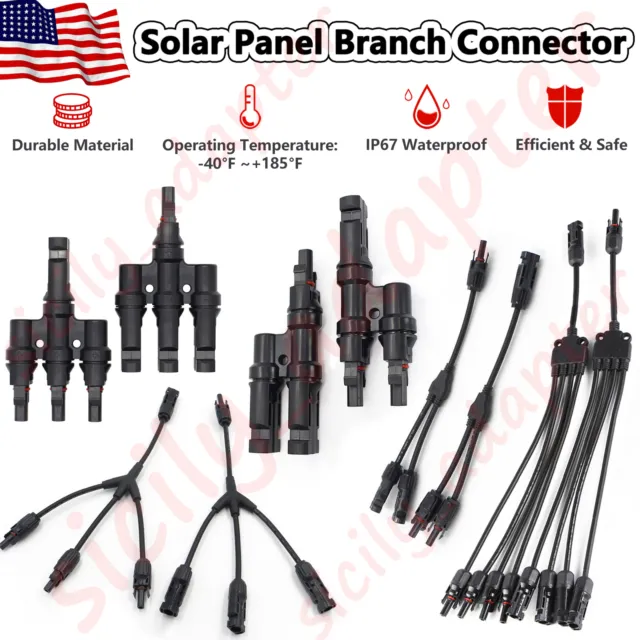US Solar Panel T/Y Type Branch Cable Connection Waterproof Connector Extension