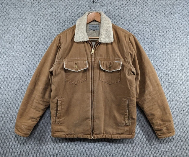 CARHARTT WIP MILES Jacket Men s Brown Duck Sherpa Lined Workwear