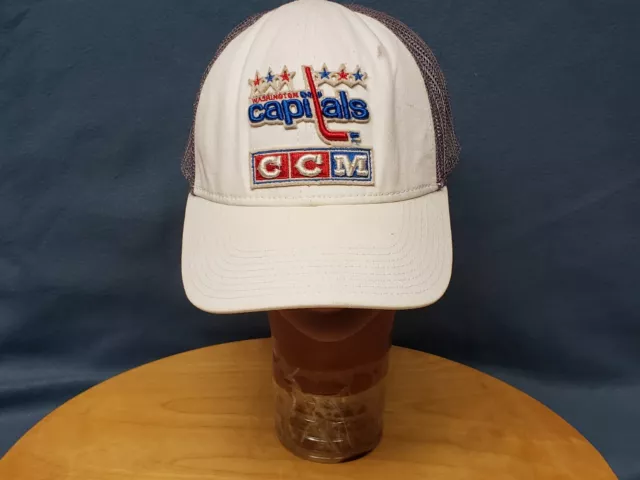 Washington Capitals CCM Mens Trucker Hat White Gray Snapback Throwback NHL Cap