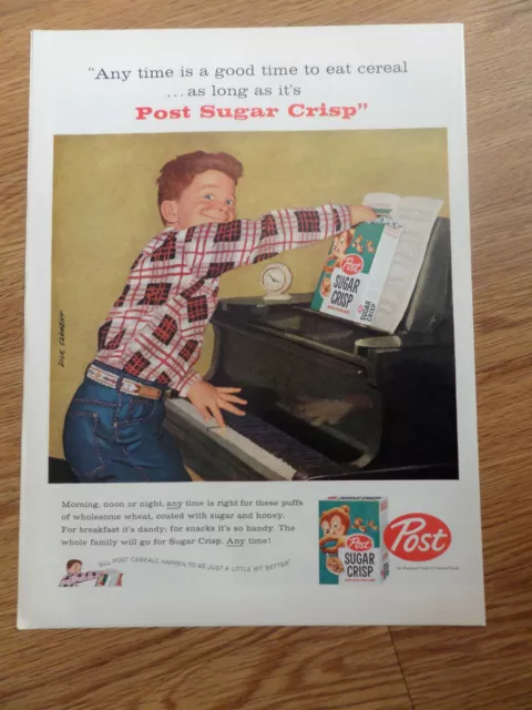 1958 Post Cereal Ad Sargent Art Boy Playing the Piano