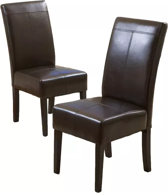 Emilia Chocolate Brown Leather Dining Chairs (Set of 2) 2