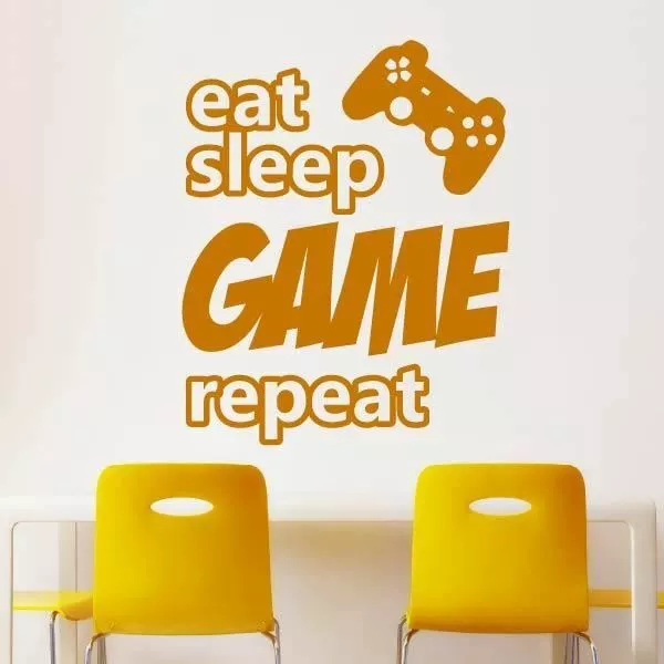 Eat Sleep Game Repeat Playstation Controller adesivo da parete arte (AS10372)