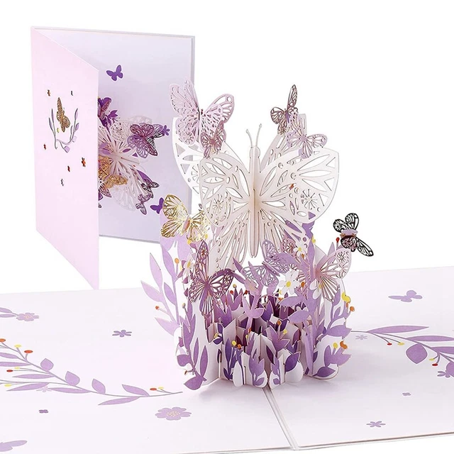 3 biglietti pop-up 3D per festa della mamma, fatti a mano, con bouquet di spada