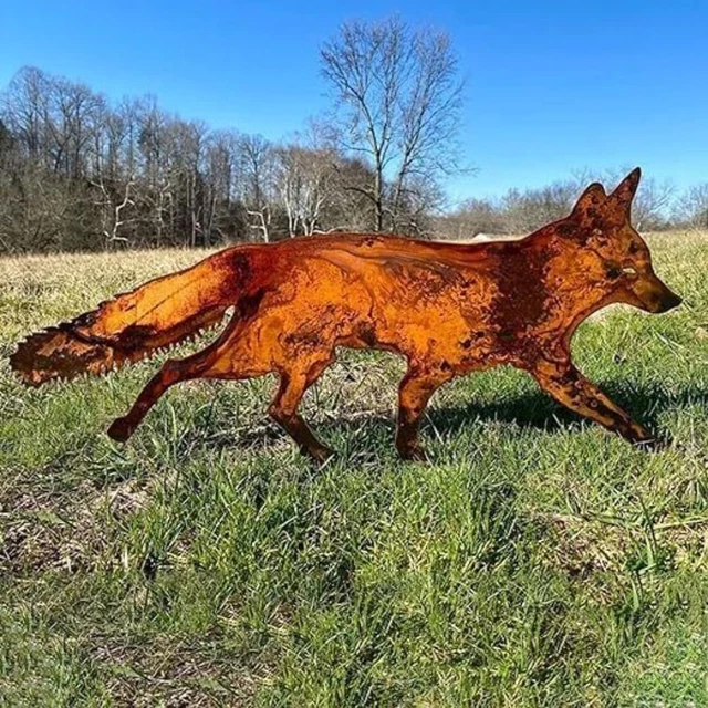 30cm/40cm Fox Garden Stake Metal Ground Pile Sign  Garden