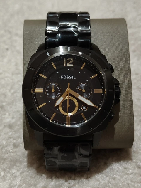FOSSIL WRIST WATCH Mens Flynn Midsize Chronograph Black S.Steel