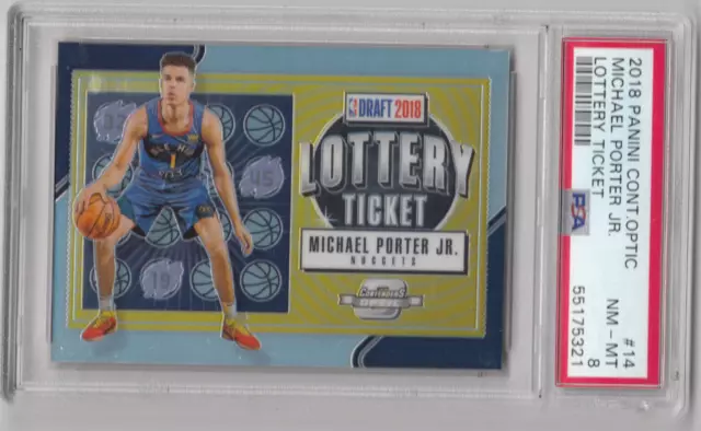 Boleto de lotería PSA 8 Michael Porter Jr RC ▪ 2018-19 Contenders óptica plata #14