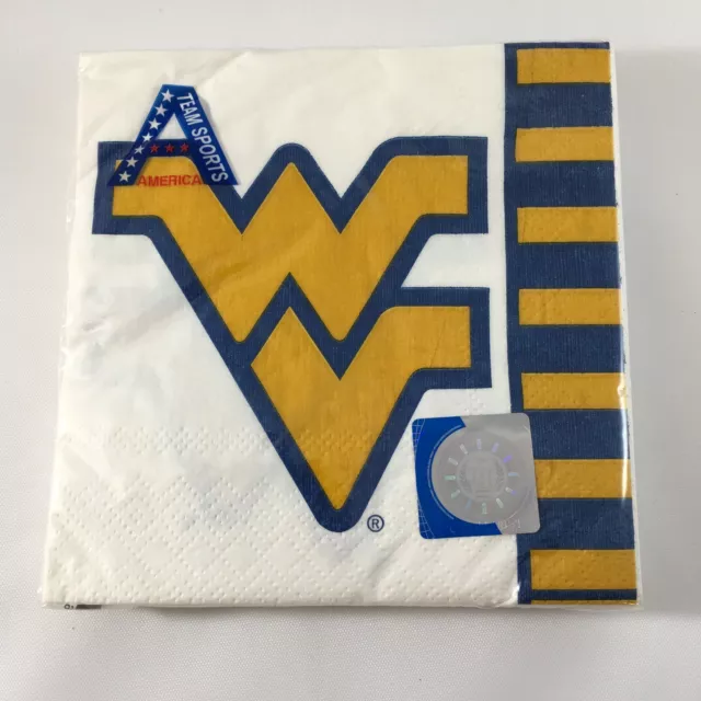 West Virginia Mountaineers Beverage Napkins 20 Count 10"X10" NCAA WVU