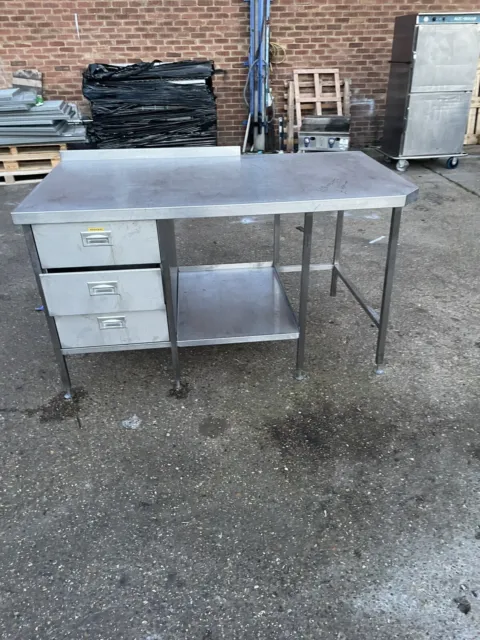 Stainless steel 2 step table with Three drawer work top work bench 168 Cm