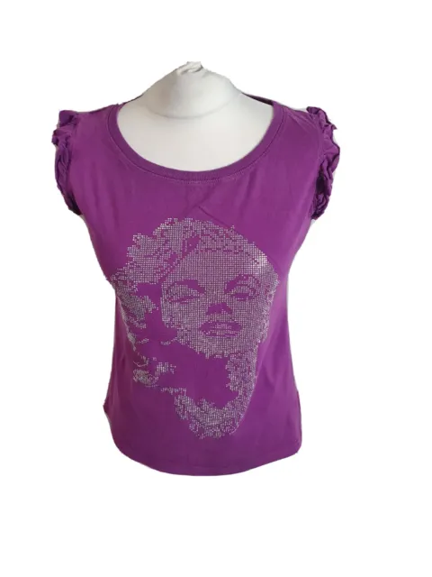 Next Purple Studded Short Sleeve Marilyn Monroe Cotton T Shirt Womens 12 (GE22)