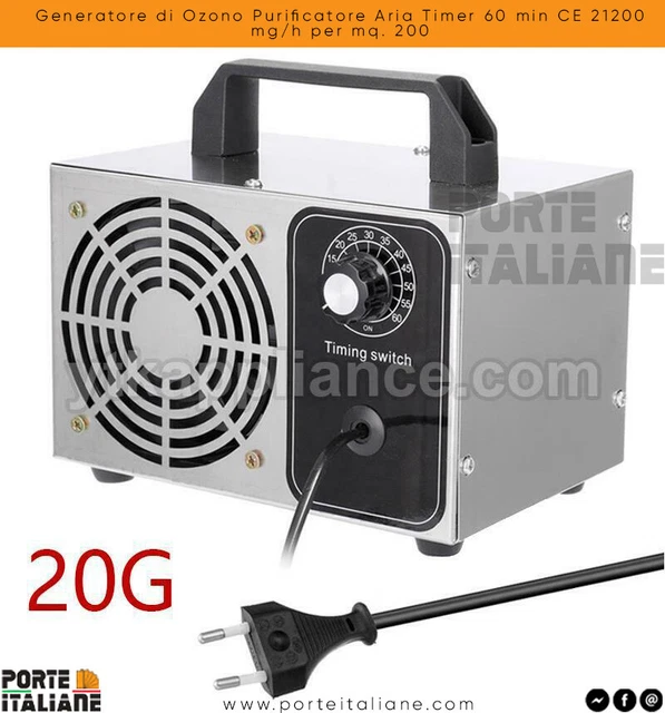 Générateur De Ozone Purificateur Air Minuteur 60 Min Ce 21200 MG / H pour Mq.