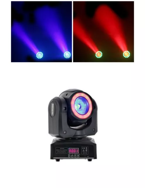 Lyre Beam Wash LED 50W avec anneau RGBW + ANNEAU 12 Leds SMD 5050 RGB