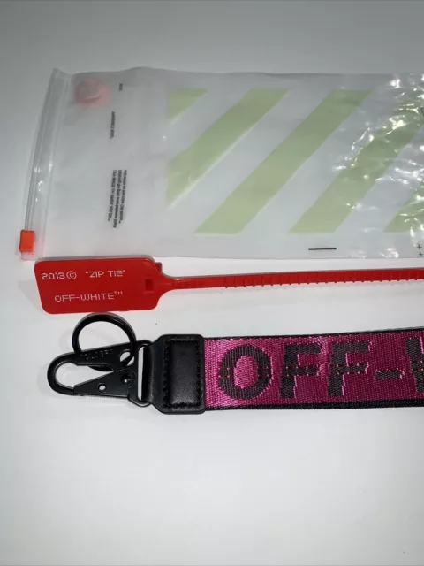 OFF-WHITE Lanyard Keychain Industrial With Clasp Magenta and Black Zip Tie, NEW