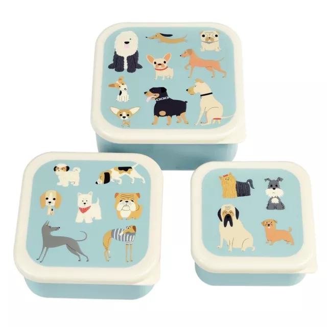 Rex London Brotdose 3er Set Hunde Brotbox Vesperbox Kindergarten