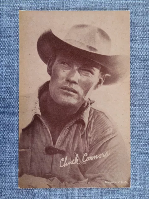 CHUCK CONNORS Black & White Vintage Celebrity Photo Arcade Card 1960s Cowboy #3