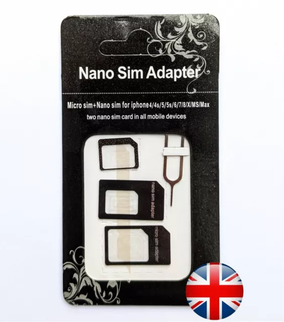 Nano SIM and Micro SIM Adapter With Pin for iPhone, Samsung & All Mobile Phones