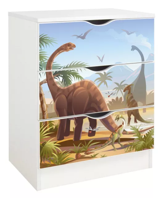 Cómoda blanca con cajones - muebles ROMA, impresión UV: Jurassic Dino 238JU