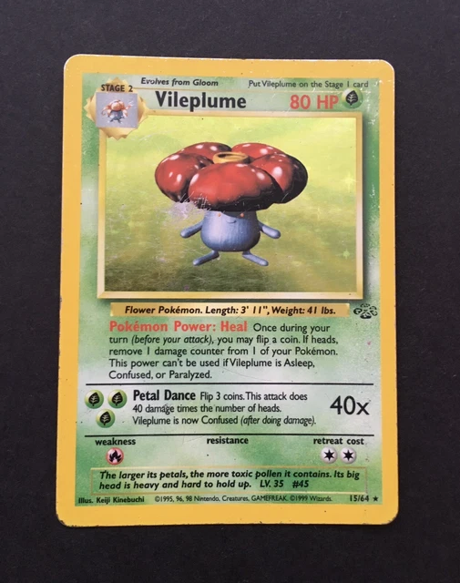 Vileplume 15/64 Holo - Jungle Unlimited - Played - Rare Pokémon WOTC Card