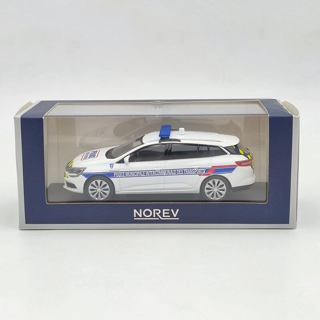 Miniature Renault Megane Police 2001 NOREV 1/43 - État Occasion (rétroviseurs Endommagés) - Boîte Carton