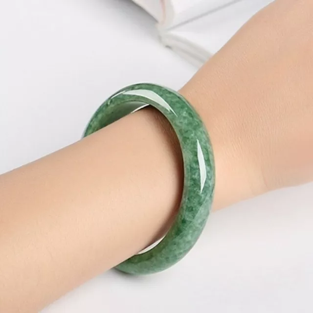 Glossy Hand Carved Bracelet Beautiful Bangle Chinese Green Jade 54mm-64mm 1PC 2