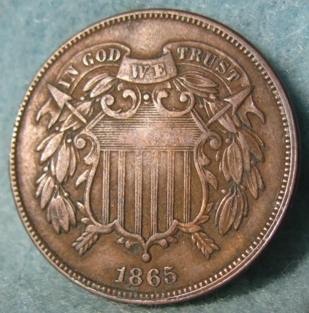 1865 Civil War Era Two Cent Piece High Grade Old US Coin