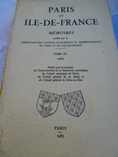 Paris Mémoires de la Fédération des Sociétés historiques et archéologiques 1965