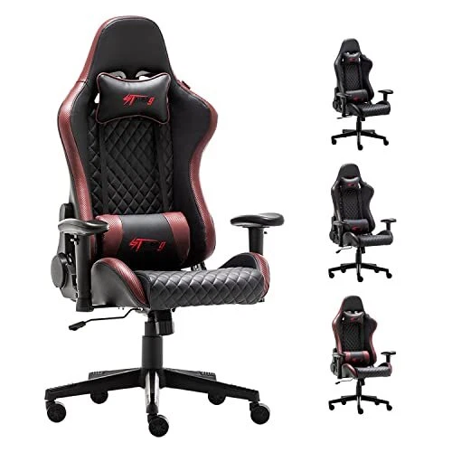 Video Game Chairs, Ergonomic Office Chairs, Leather Reclining 203-wine Red
