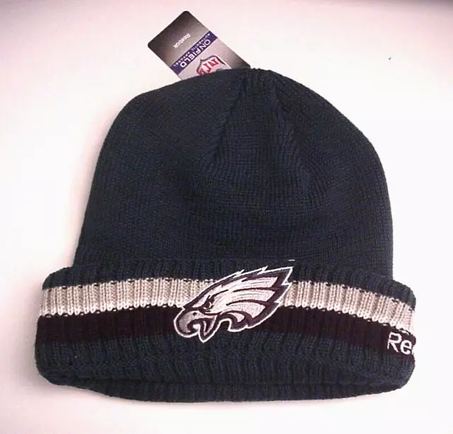 Philadelphia Eagles Vintage Authentic Reebok Knit Beanie Fan Apparel Embroidered