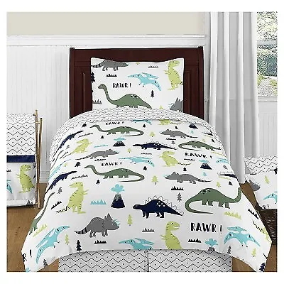 Blue & Green Mod Dinosaur Comforter Set (Twin) - Sweet Jojo Designs