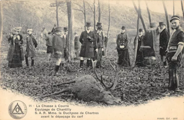 Cpa 60 Chasse A Courre Equipage Chantilly La Duchesse De Chartres Depecage