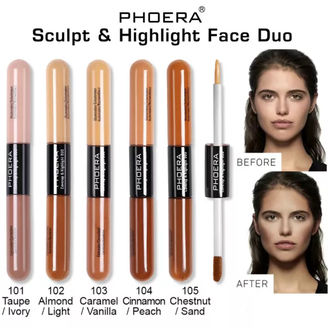 PHOERA Sculpt & Highlight Concealer Contour Foundation Dual Face Shadow Stick AU