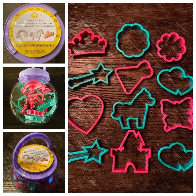 12 UNICORN theme cookie cutters/play dough/kinetic sand Pink rainbow castle girl