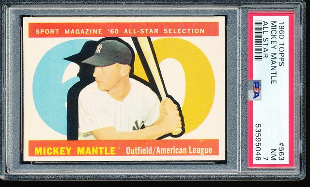 1960 Topps Mickey Mantle All-Star #563 Hi# PSA 7 - Yankees (Centered!!) 1960 Topps Mickey Mantle All-Star #563 Hi# PSA 7 - Yankees (Centered!!)