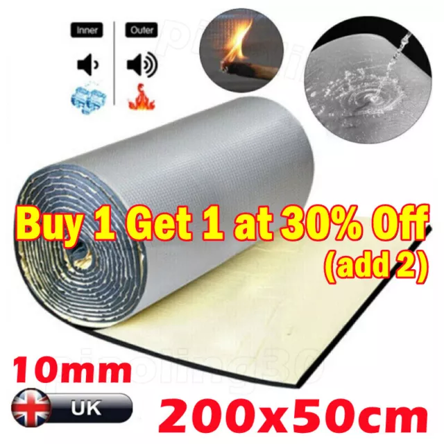 10mm Sound Deadening Mat Car Firewall Heat Shield Thermal Insulation Proofing-(: