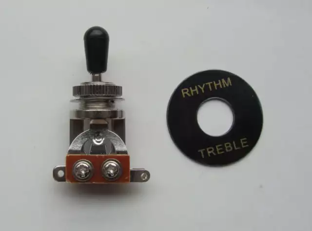 Chrome 3 Way Guitar Toggle Switch Black Tip and Plate Fits Les Paul SG Epiphone