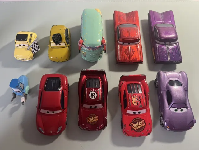 10 x Genuine Disney Pixar Cars Metal Diecast Toy Lot inc Mcqueen Sally Fillmore