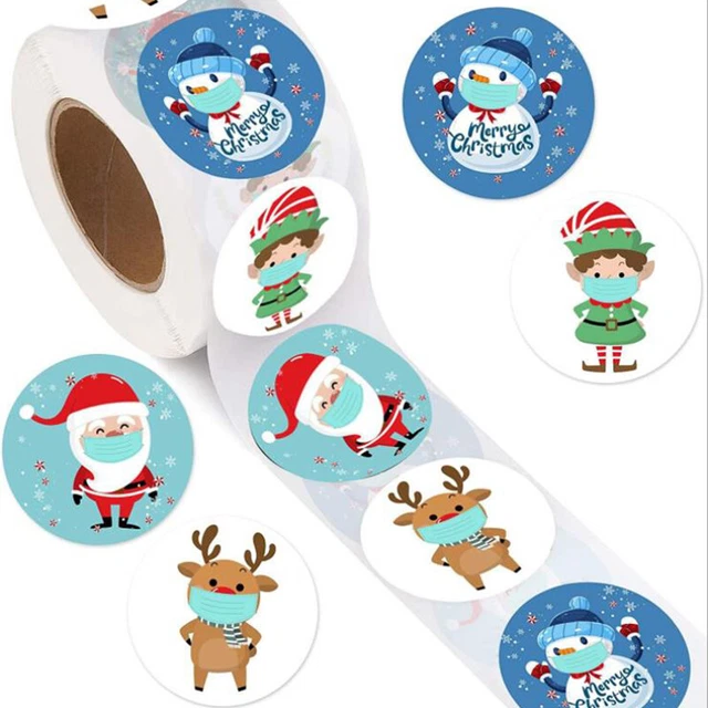 500 pz/rotolo adesivi buon Natale avvolgimento confezione regalo etichetta Natale T~H7
