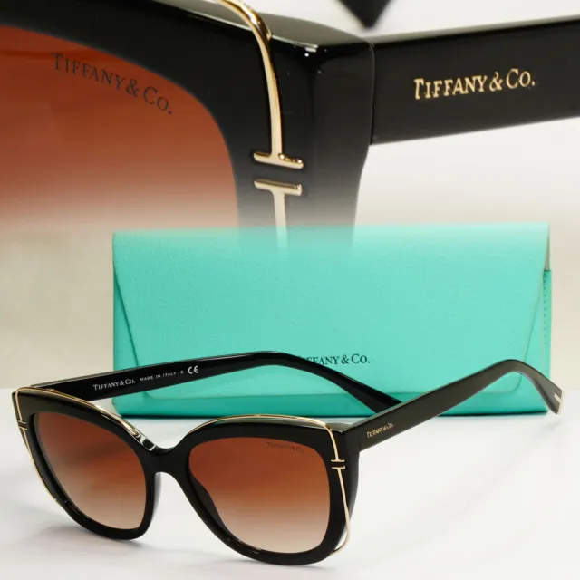 Tiffany & Co Sunglasses Black Square Brown Gradient Gold TF 4148 8001/3B 180224