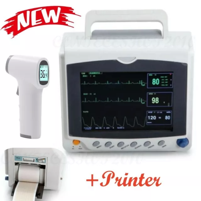 CMS6000C ICU Vital Sign Patient Monitor, ECG NIBP SPO2 RESP TEMP PR+Printer CE