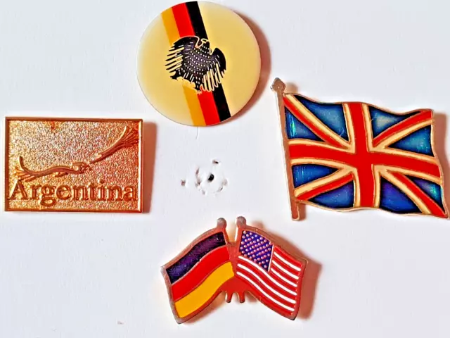 4 Pin Pins Flaggen Länder Deutschland GB USA Argentina Bundesadler