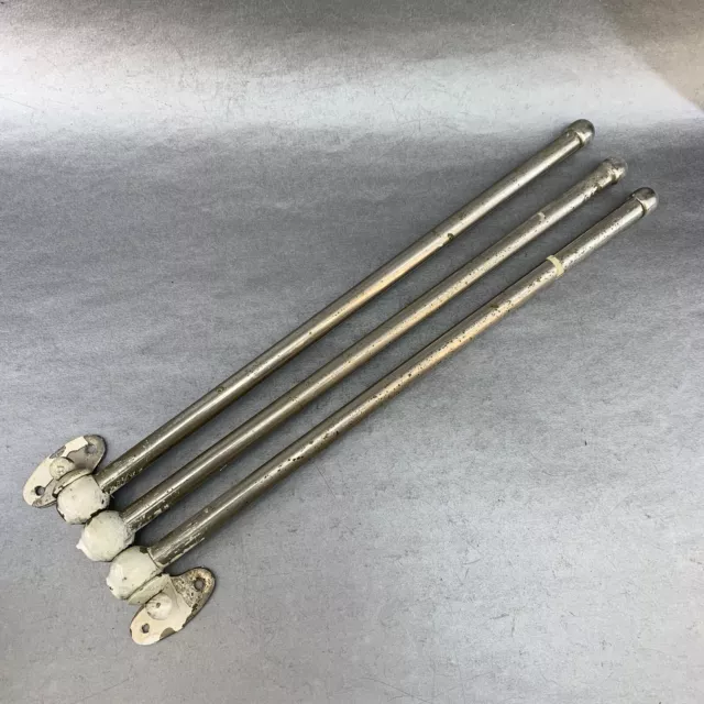 Antique Art Deco 3Arm Towel Rack Bar Holder Silver Stainless ￼￼￼Vintage Bath Rod